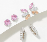 Diamonique Erin's Picks Set of 3 Sterling Silver Boxed Earrings, Pink